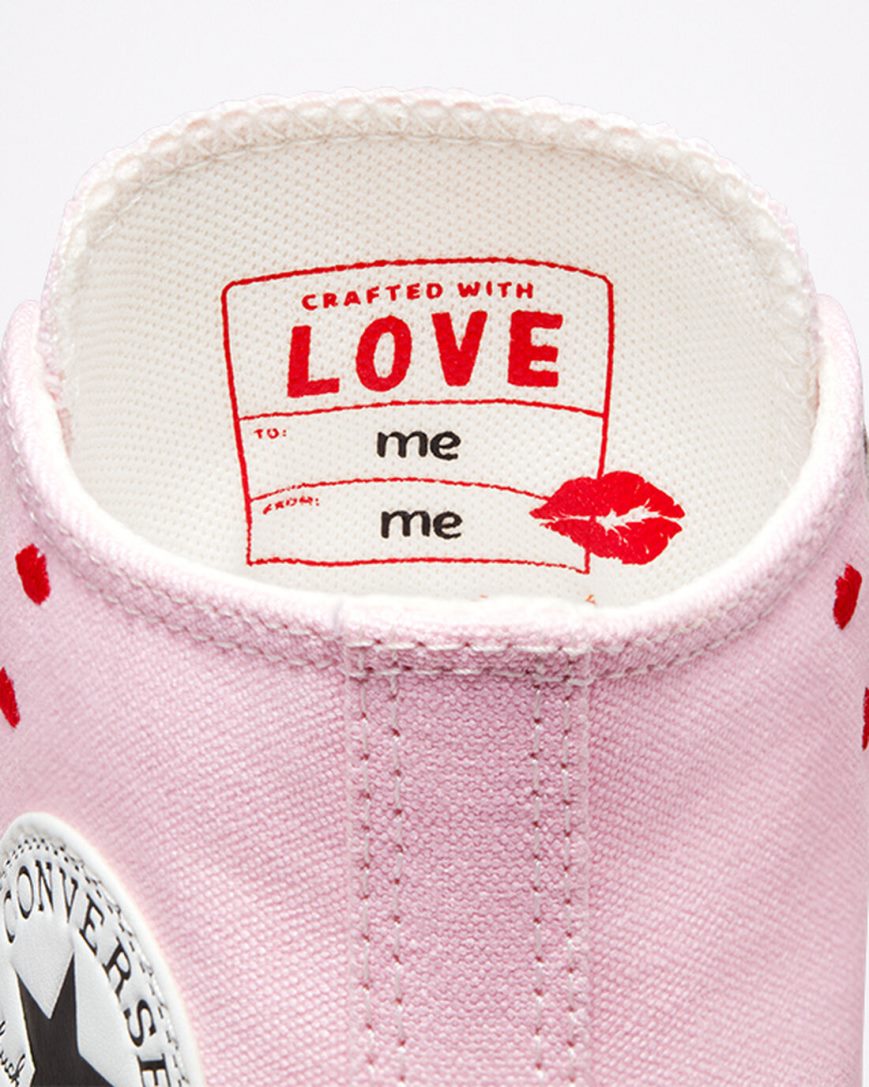 Tenis Converse Chuck Taylor All Star Embroidered Lips Cano Alto Feminino Rosa Branco | PT R0P9078